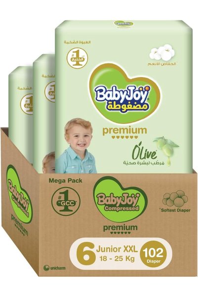Generic Olive Tape Diaper, Size 6, Junior XXL, 16-25 Kg, Mega Box, 102 Diapers