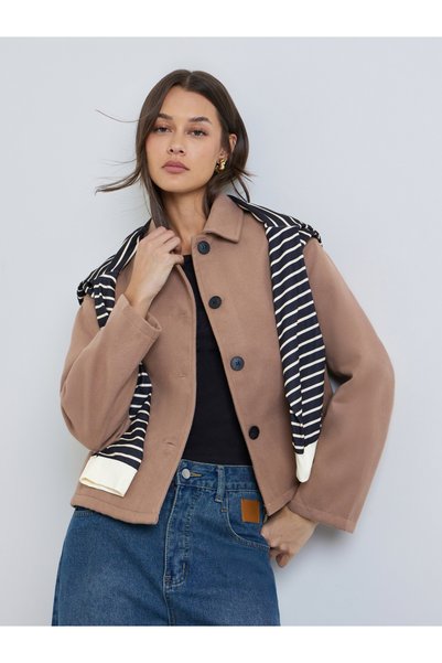 Styli Tan Regular Fit Wool-Like Jacket