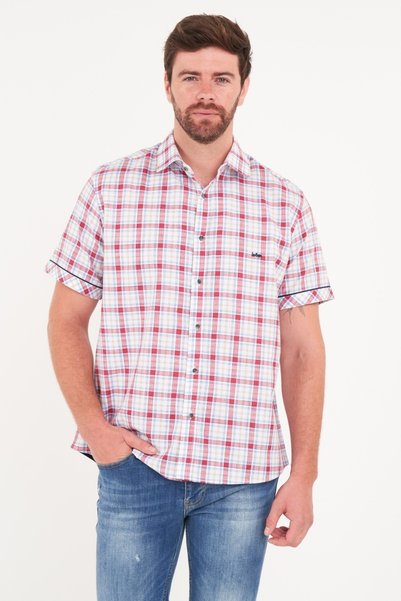 Lee Cooper - Cămașă pentru bărbați mânecă scurtă cu model în carouri