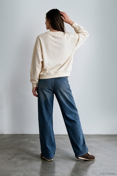 Quzu Women's Sweatshirt SWT03084 Beige