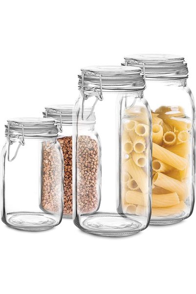 Generic Set of 4 Glass Mason Jars with Lid | Airtight Food Storage Containers...