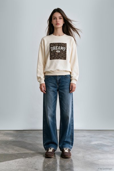 Quzu Women's Sweatshirt SWT03084 Beige