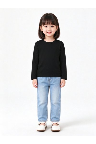 Take Two By Styli Kids Black Round Neck Long Sleeve T-Shirt