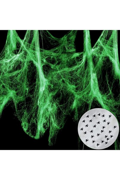 Generic Glow in the Dark Spider Web Decorations with 60 Extra Fake Spiders, S...