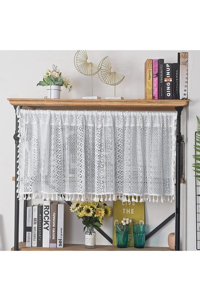 Generic Boho Sheer Curtain Valance Crochet Lace with Bohemian Hollow Knitted ...