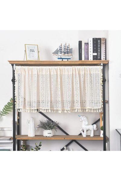Generic Boho Sheer Curtain Valance Crochet Lace with Bohemian Hollow Knitted ...