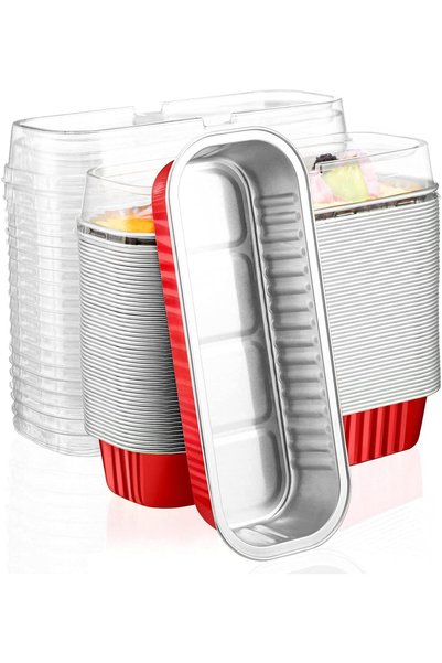 Generic صواني خبز من رقائق الألومنيوم، ELECDON 50 قطعة 6.8 أونصة صواني خبز صغ...
