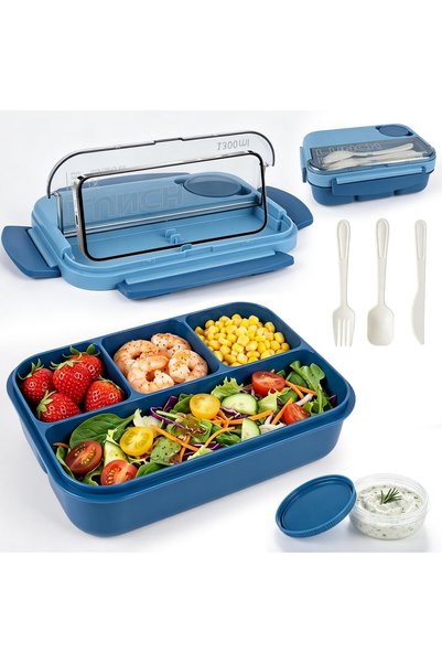 Generic Bento Box for School,Lunch Box with Reusable Spoon,Fork and Sauce Con...