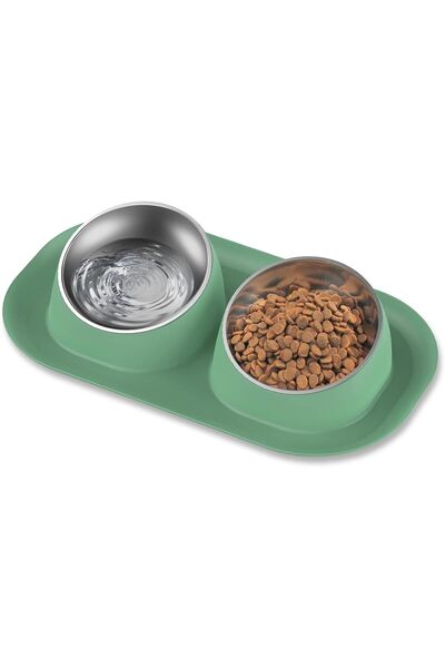 Generic Double Dog Food Bowls Stainless Steel Dog Food and Water Bowls with N...