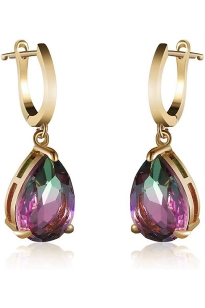 Generic CZ Drop Earrings,18K Gold Plated Dangle Earrings Hypoallergenic Cubic...