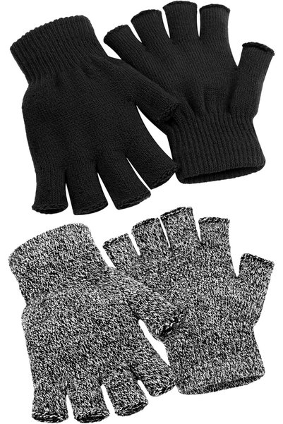 Generic 2 Pairs Unisex Warm Half Finger Gloves Winter Fingerless Gloves, L fo...