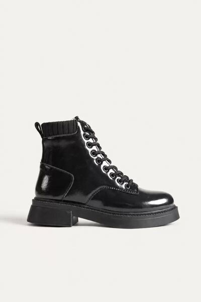 VelasBySerhat Women's Black Patent Leather Winter Boots with Thick Soles, Tr01Mk05C.