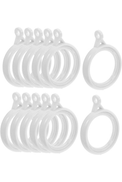 Generic Curtain Rings and Hooks, 40 Pack 40mm White Plastic Hanging Rings wit...
