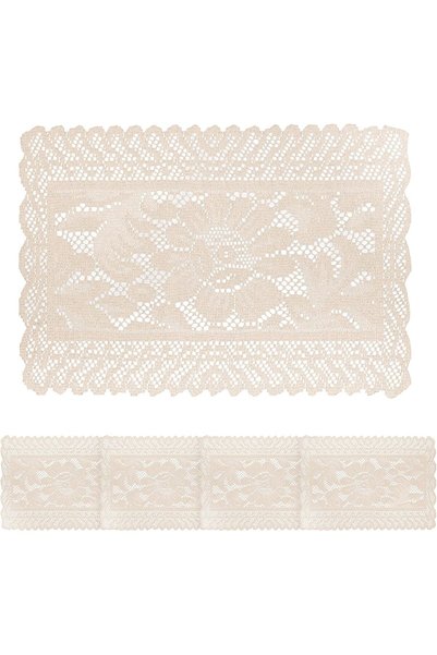Generic 4 Pack Embroidered Lace Placemats, 12x17 Inch Vintage Floral Table Ma...