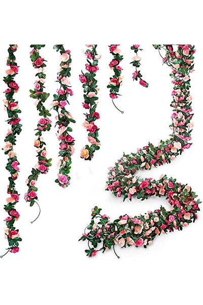 Generic 6pcs 49 FT Rose Vine Garland - Artificial Ivy Plants for Wedding, Par...