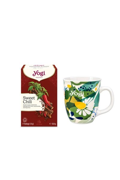 Yogi Tea Pachet Ceai bio Ardei Dulce, 17 pliculete 30.6g si Cana de portelan ...