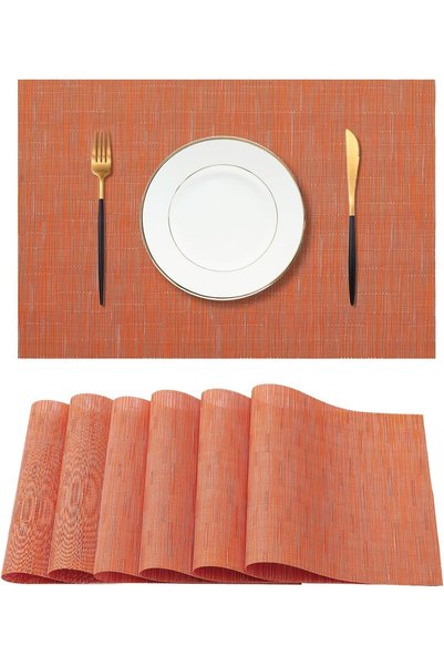 Generic Orange Placemats Set of 6 - Heat Resistant Non-Slip Place mats for Di...