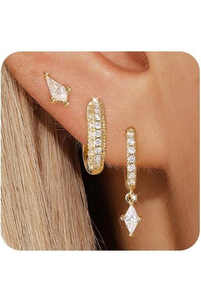 Generic Women's Gold Hoop Earrings Set, Electroplated Vintage Stud Earrings, ...