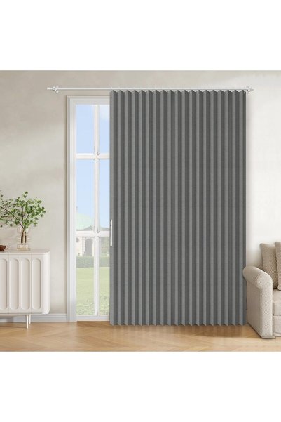 Generic Blackout Accordion Door Curtain 1 Panel 98"x78" Dark Grey - Magnetic ...