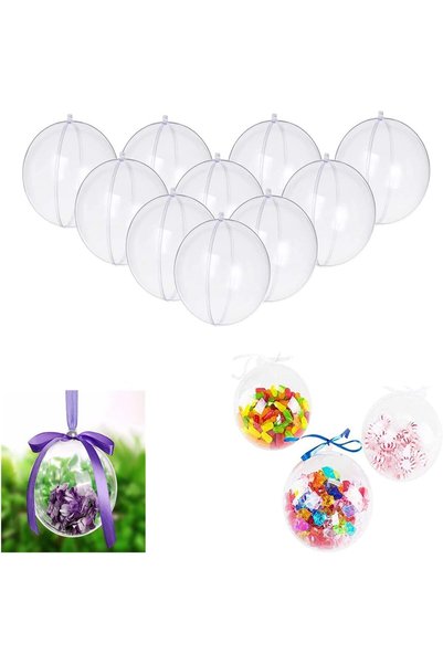 Generic Clear Plastic Fillable Christmas DIY Craft Ball Ornament - Pack of 10...