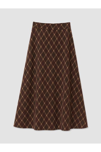 LC Waikiki TWO MT SHOP QUALITY LCW Grace Brown Plaid Long Women's Skirt
