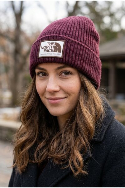 THE NORTH FACE Tnf logo box cuffed knit beanie for women and men, warm winter...