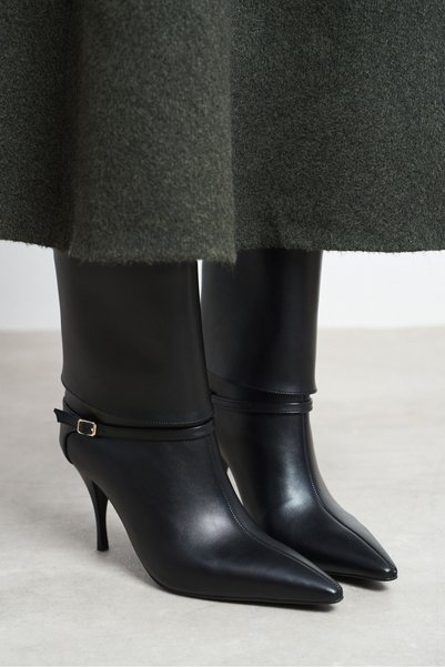 NİŞANTAŞI SHOES Γυναικεία μπότες Daren σε μαύρο ματ χρώμα, με μυτερή μύτη, γό...