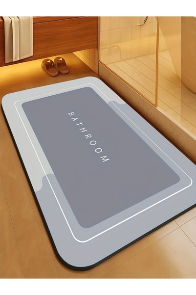 Take Two By Styli Grey Non-Slip Bathroom Mat