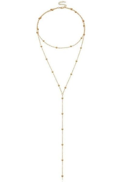 Generic Gold Necklace for Women Trendy Lariat Y Necklace Dainty 14k Gold Plat...