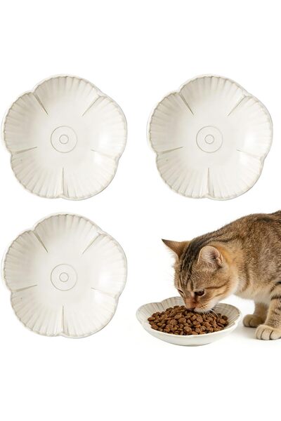 Generic Ceramic Shallow Cat Bowls Set of 3 – 12.5cm Whisker Fatigue Relief Di...