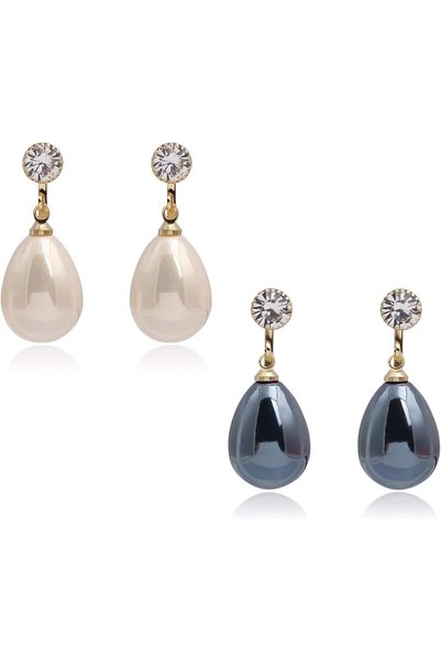 Generic Freshwater Pearl Ear Clip Stud Water Drop Earrings Set, Hypoallergeni...