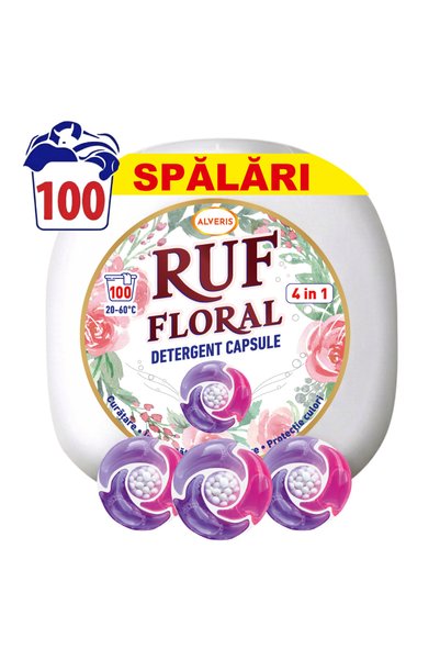 ALVERIS Detergent Capsule RUF by ALVERIS® FLORAL 4 in 1, 100 Spalari, Capsule...