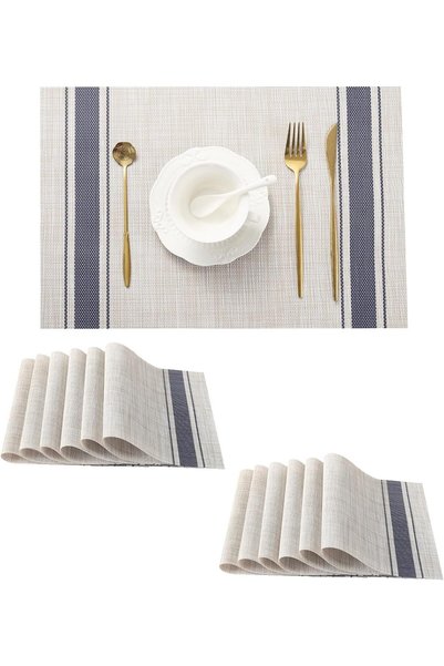 Generic Khaki-Blue Placemats, Heat Resistant Non-Slip Place mats for Dining T...