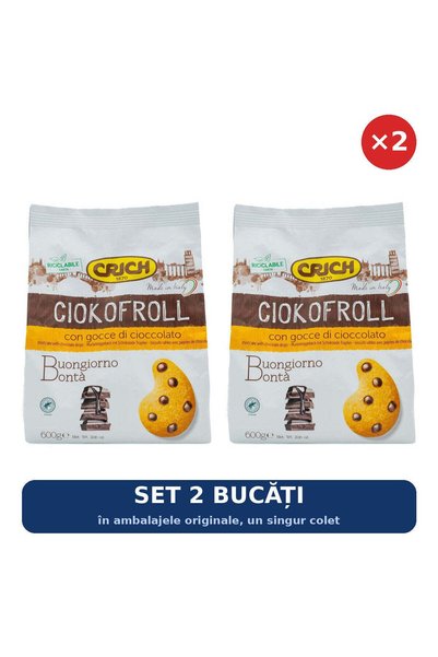 Crich Set 2 x Biscuiți Ciokofroll cu picături de ciocolată, 600 g