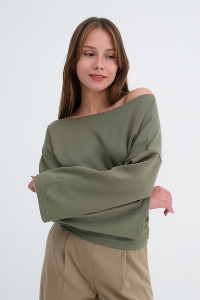 Addax Kayık Yaka Uzun Kollu T-shirt B09016
