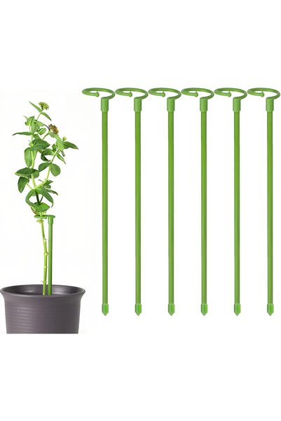 Generic 6-Pack 11.8 Inch Plant Support Stakes - Green Plastic Garden Stakes f...