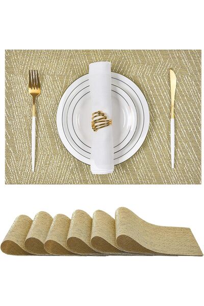 Generic Gold Placemats Set of 6 - Heat Resistant Non-Slip Place mats for Dini...