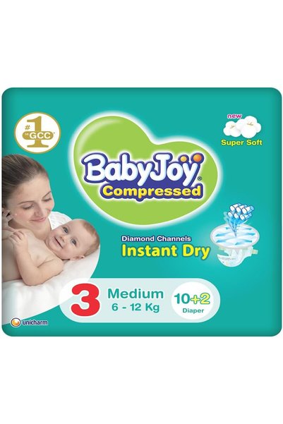 Generic مجموعة حفاضات أطفال مضغوطة، 12 قطعة، مقاس متوسط
