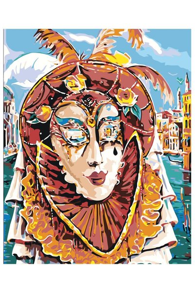 Painting-numbers Set pictura pe numere Masca de carnaval 1073, panza pe rama ...