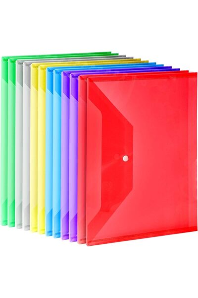 Generic 12 حزمة من المظاريف البلاستيكية، مظاريف بولي، حقائب ملفات شفافة مقاس ...