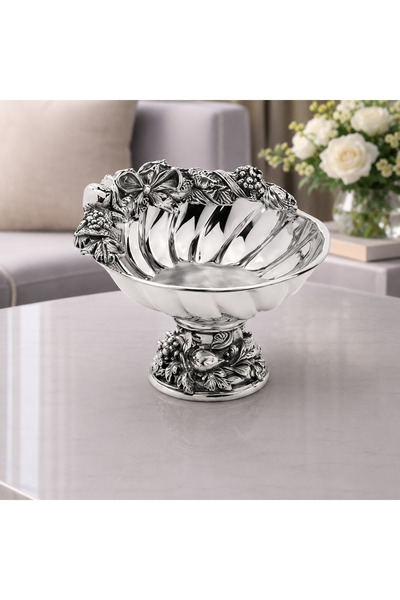 Iliadis Alexandros Fructieră decorativă placată cu argint, cu picior - Colecț...