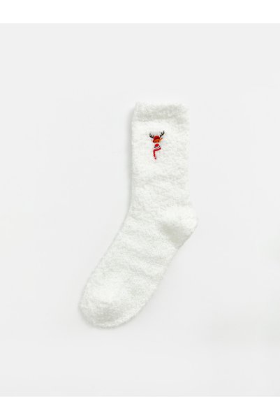 LC Waikiki LCW DREAM Ecru Plush Embroidered Women's Ankle Socks—The ALITA CIT...