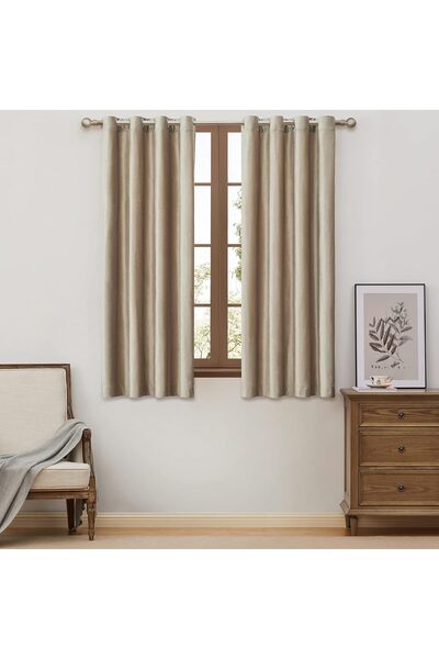Generic Velvet Champagne Grommet Blackout Curtains 63 inch for Living Room
