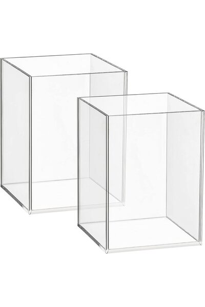 Generic 2 Pack Square Clear Acrylic Pen Holder and Multi-Purpose Organizer fo...