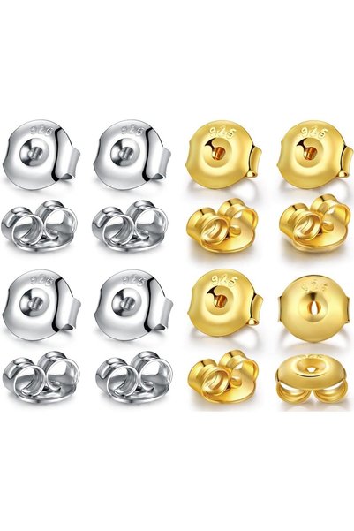 Generic 20PCS 925 Sterling Silver Earring Backs, 14k White Gold Plated, Hypoa...