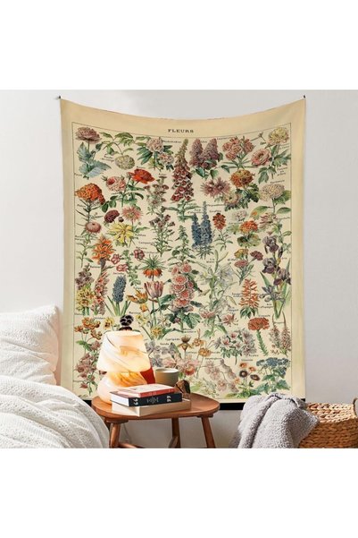 Generic Vintage Flowers Tapestry, Vertical Botanical Plants Tapestry for Bedr...