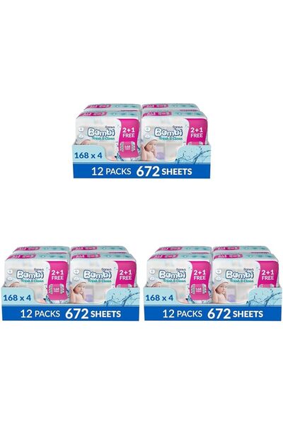 Generic Fresh & Clean, 12X56, 672 Baby Wet Wipes (Pack of 3)