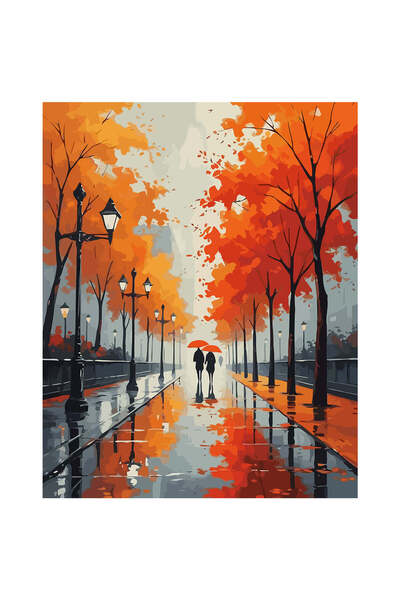 Painting-numbers Set pictura pe numere indragostiti Toamna 6118, panza pe ram...