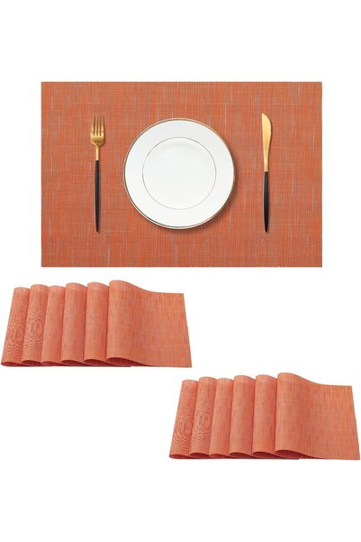 Generic Orange Placemats Set of 12 - Heat Resistant Non-Slip Place mats for D...