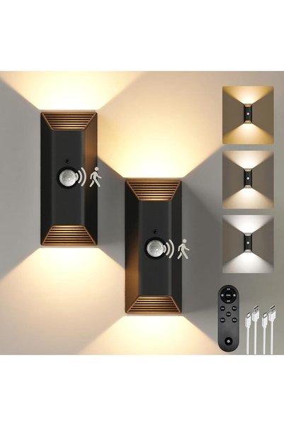 Generic Motion Sensor Wall Light with Remote Control, 2 Pack Wireless Wall La...